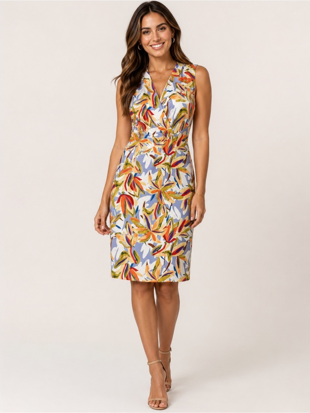 Alexia Admor Sleeveless Floral Printed Paris Midi Dress Small